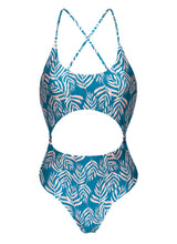 Load image into Gallery viewer, Product Front: Rio De Sol One-Piece Palms-Blue Ivy
