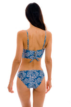 Load image into Gallery viewer, Model Back: Rio De Sol Top Top Palms-Blue Balconet-Anna
