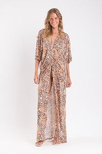 Model Front: Rio De Sol Beach Dresses Leopard Long Dress