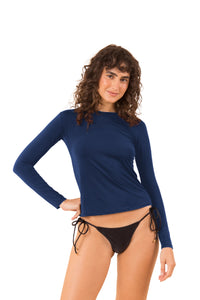 Model Front: Rio De Sol Top Navy Rash-Guard