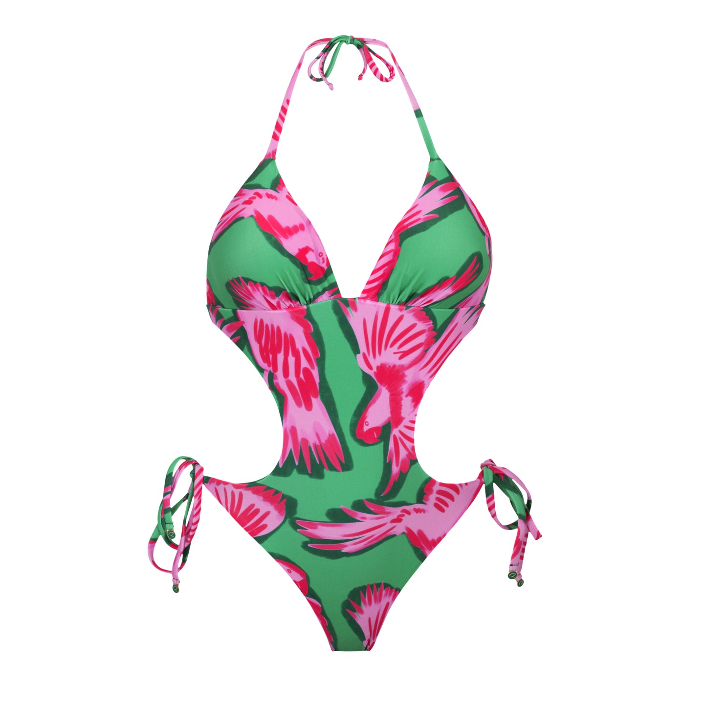 Product Front: Rio De Sol One-Piece Parrots Trikini