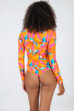 Load image into Gallery viewer, Top Orange-Bloom Rash-Guard
